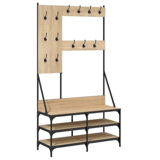 Barrie Wooden Clothes Rack With Shoe Storage In Sonoma Oak_2