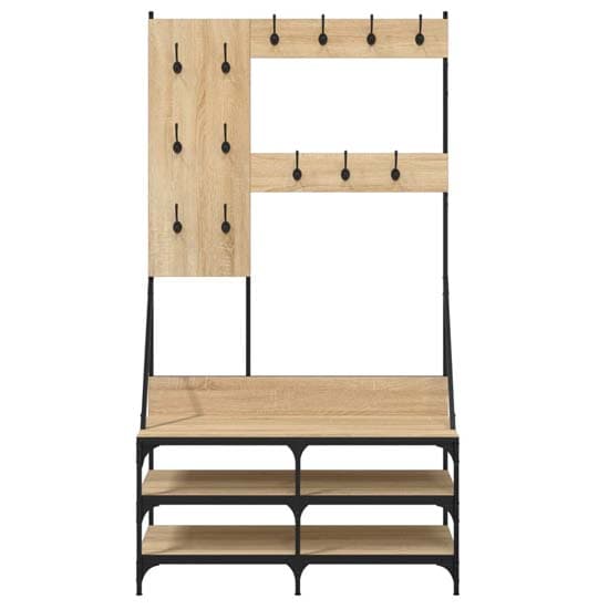 Barrie Wooden Clothes Rack With Shoe Storage In Sonoma Oak_4