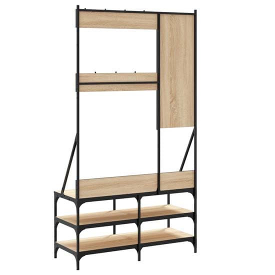 Barrie Wooden Clothes Rack With Shoe Storage In Sonoma Oak_6