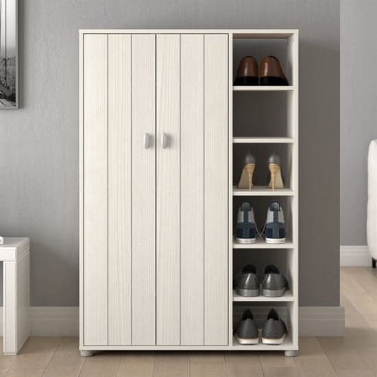 Barrie Wooden Shoe Storage Cabinet Tall With 2 Doors In White_1