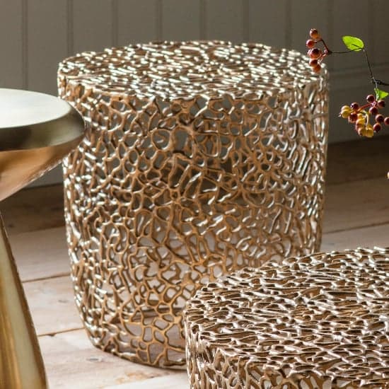 Barrington Round Aluminum Side Table In Gold_1