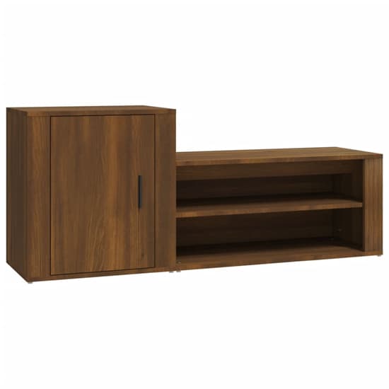 Barrington Wooden Hallway Shoe Storage Cabinet In Brown Oak_3