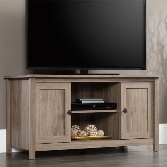 Barrister Wooden TV Stand With 2 Doors In Salt Oak_1
