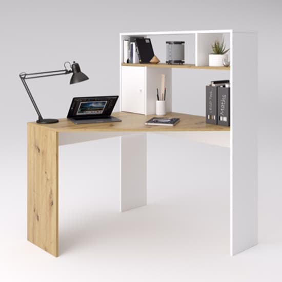 Barrys Wooden Computer Desk In Artisan Oak And White Furniture in Fashion