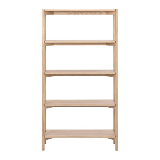 Barstow Wooden Bookcase With 4 Shelves In White Oak_2