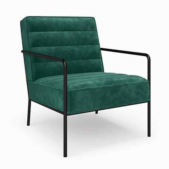 Barth Plush Velvet Accent Chair In Green With Black Legs_2