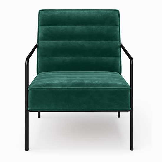 Barth Plush Velvet Accent Chair In Green With Black Legs_3