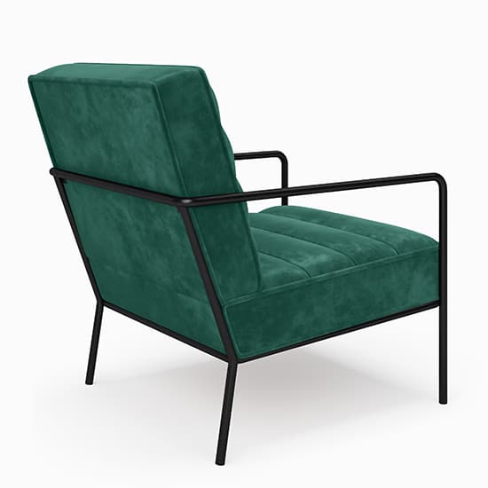 Barth Plush Velvet Accent Chair In Green With Black Legs_4