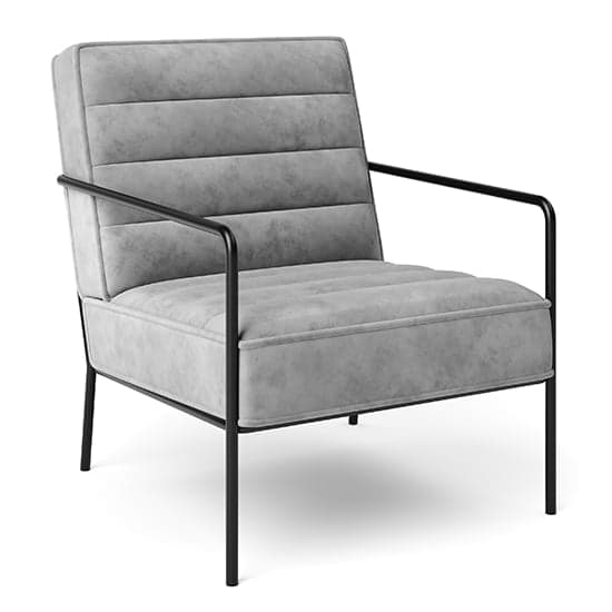 Barth Plush Velvet Accent Chair In Grey With Black Legs_2