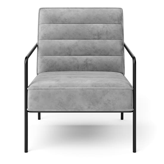 Barth Plush Velvet Accent Chair In Grey With Black Legs_3