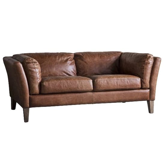 Bartow Leather 2 Seater Sofa With Solid Ash Legs In Brown_2