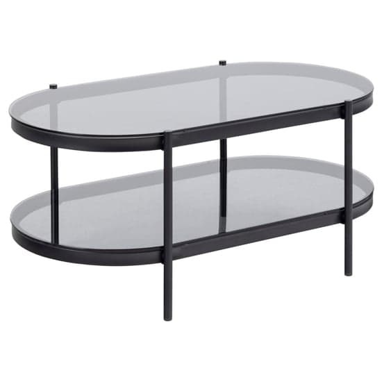 Baryon Smoked Glass Coffee Table Oval With Black Metal Frame_2