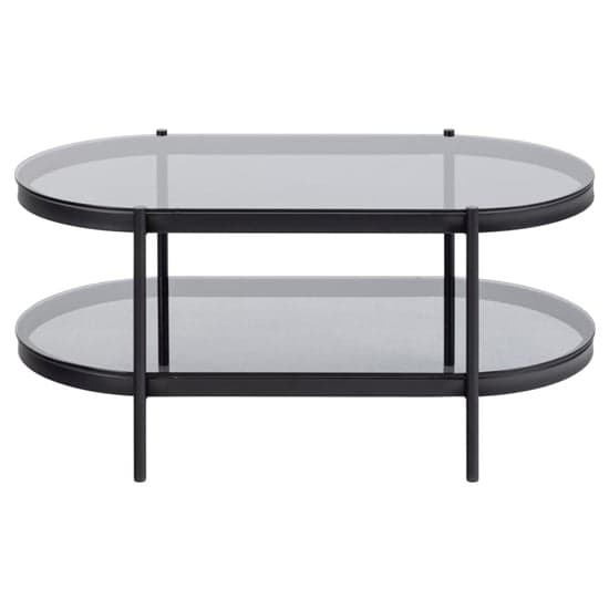Baryon Smoked Glass Coffee Table Oval With Black Metal Frame_3