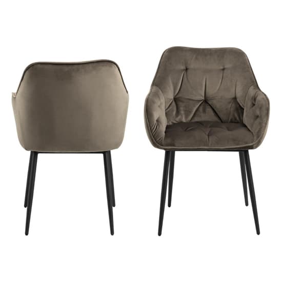 Basel Beige Fabric Dining Chairs With Armrests In Pair_2