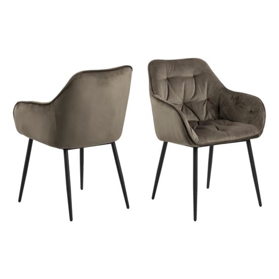 Basel Beige Fabric Dining Chairs With Armrests In Pair_1