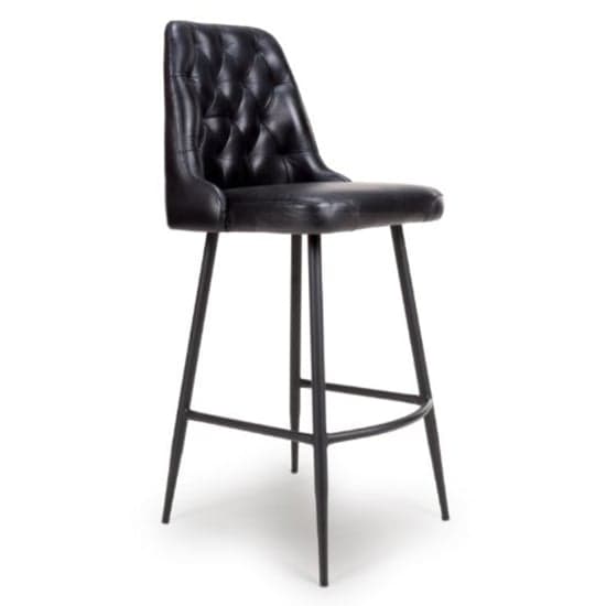 Basel Black Genuine Buffalo Leather Bar Chairs In Pair_2