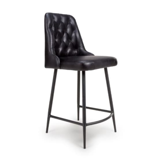 Basel Black Genuine Buffalo Leather Counter Bar Chairs In Pair_2