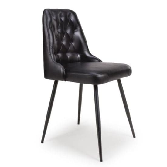 Basel Black Genuine Buffalo Leather Dining Chairs In Pair_2