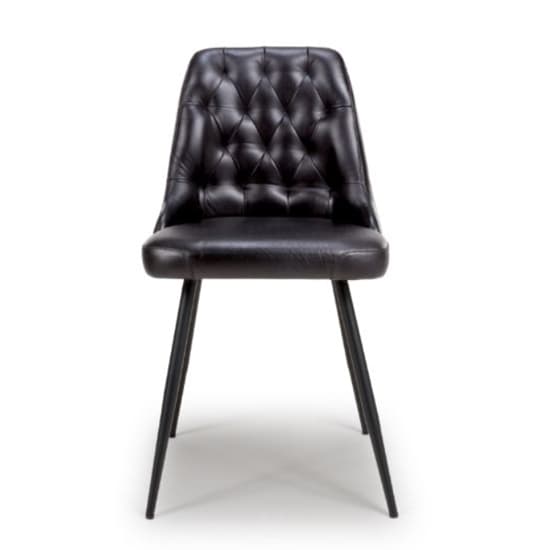 Basel Black Genuine Buffalo Leather Dining Chairs In Pair_3