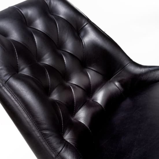 Basel Black Genuine Buffalo Leather Dining Chairs In Pair_4