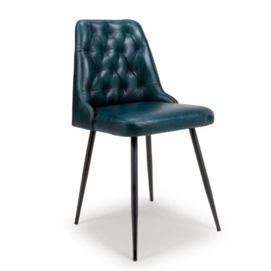 Basel Blue Genuine Buffalo Leather Dining Chairs In Pair_2