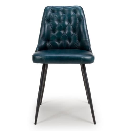 Basel Blue Genuine Buffalo Leather Dining Chairs In Pair_3