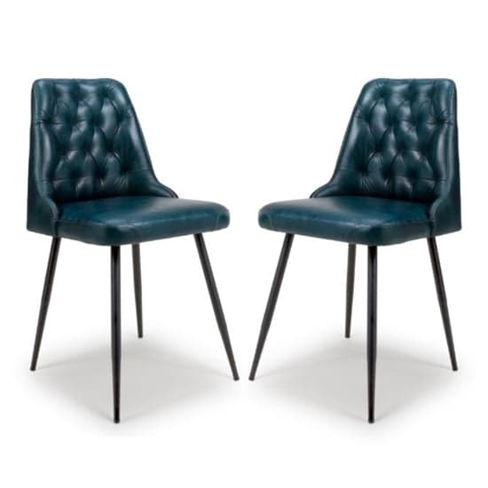 Basel Blue Genuine Buffalo Leather Dining Chairs In Pair_1