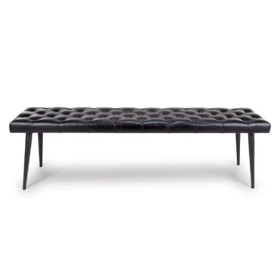 Basel Genuine Buffalo Leather Dining Bench In Black_2