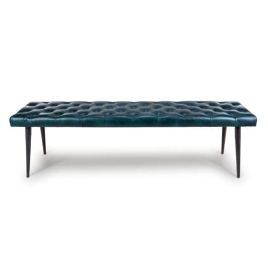 Basel Genuine Buffalo Leather Dining Bench In Blue_2