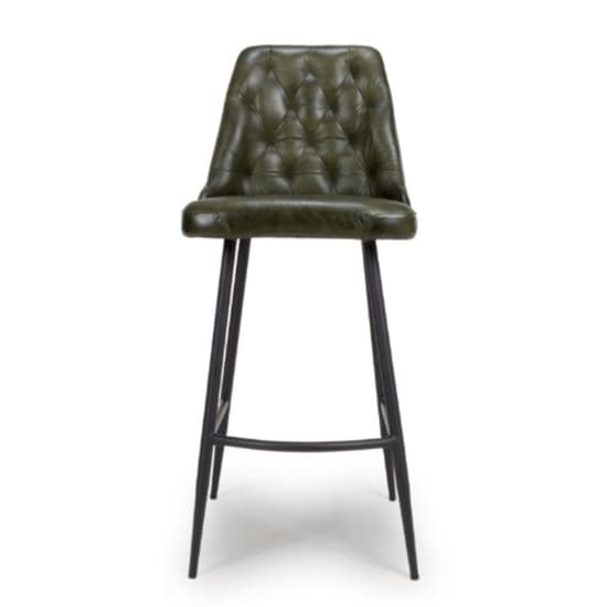 Basel Green Genuine Buffalo Leather Bar Chairs In Pair_3