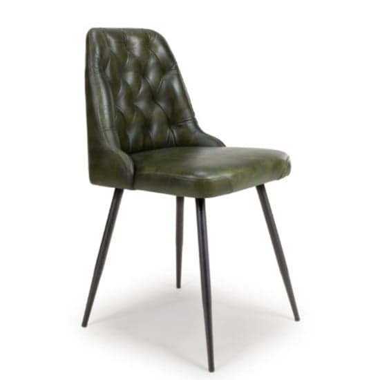 Basel Green Genuine Buffalo Leather Dining Chairs In Pair_2