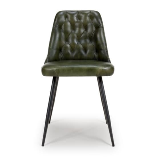 Basel Green Genuine Buffalo Leather Dining Chairs In Pair_3