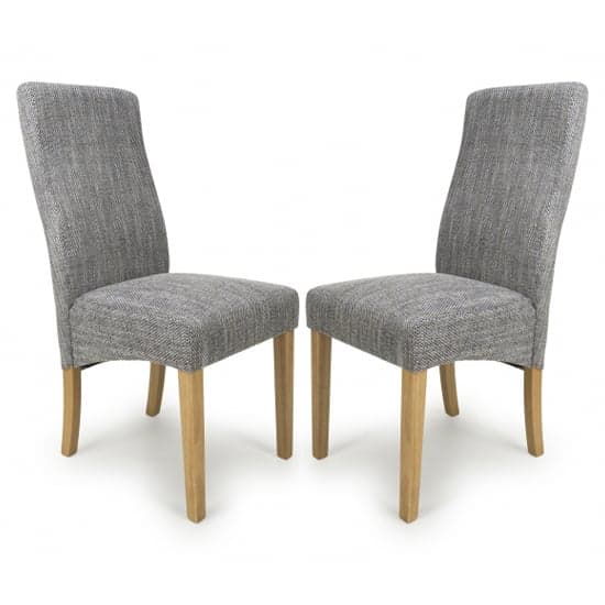 Basey Grey Tweed Fabric Dining Chairs In Pair_1