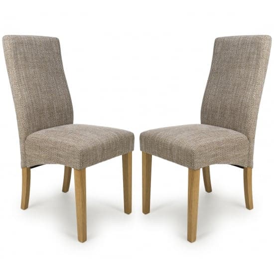 Basey Oatmeal Tweed Fabric Dining Chairs In Pair_1