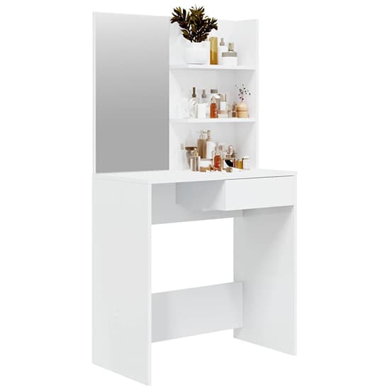 Basile High Gloss Dressing Table With Mirror In White Furniture in