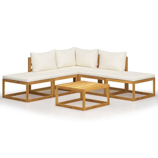 Basile Solid Wood 6 Piece Garden Lounge Set With Cream Cushions_2