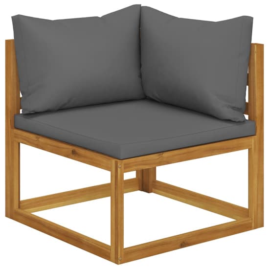 Basile Solid Wood Garden 4 Seater Sofa With Dark Grey Cushions_3