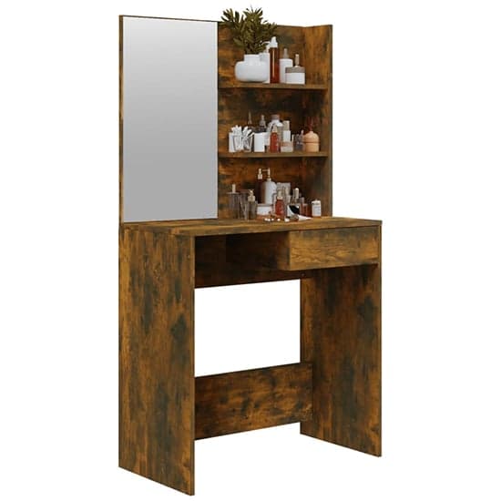 Basile Wooden Dressing Table With Mirror In Smoked Oak_1