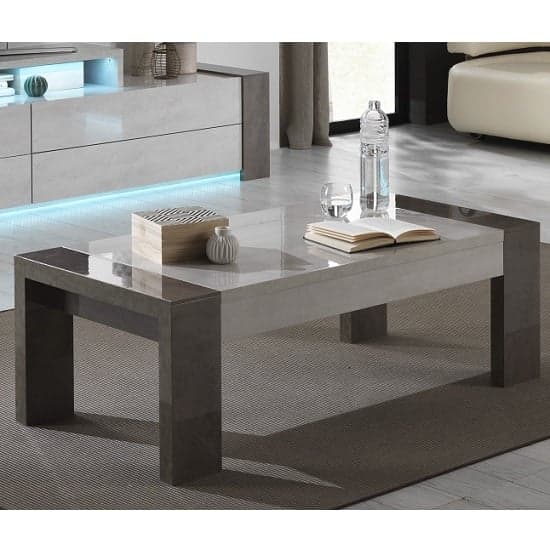 Basix Coffee Table In Dark And White Marble Effect Gloss_1