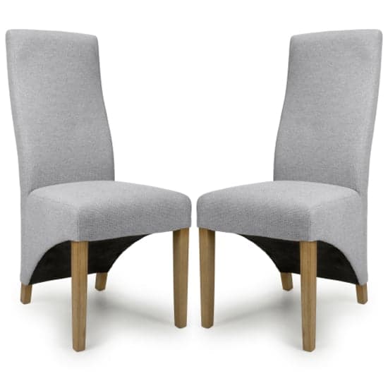 Basreh Light Grey Weave Fabric Dining Chairs In Pair_1