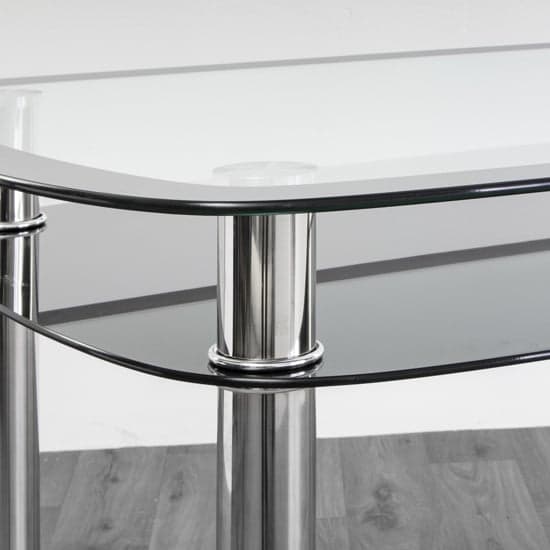 Bastia Glass Top Dining Table In Clear With 4 Black Chairs_2