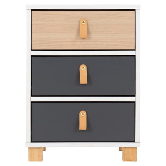 Batam Bedside Cabinet 3 Drawers In Oak Effect And Grey_3