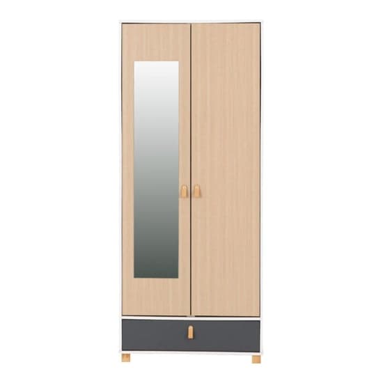 Batam Mirrored Wardrobe 2 Doors In Oak Effect And Grey_2