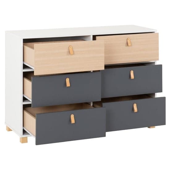 Batam Wooden Chest Of 6 Drawers In Oak Effect And Grey_2