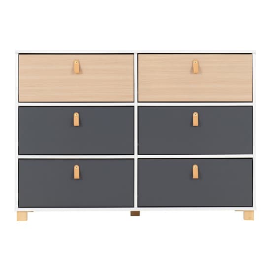 Batam Wooden Chest Of 6 Drawers In Oak Effect And Grey_3