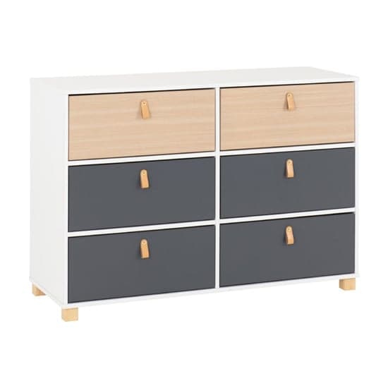 Batam Wooden Chest Of 6 Drawers In Oak Effect And Grey_1