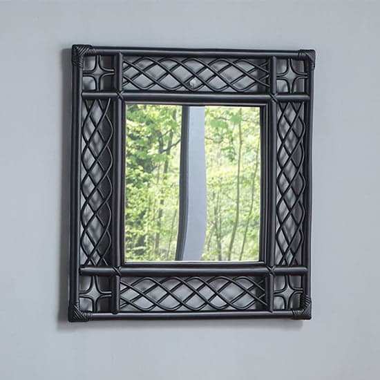 Batna Vintage Rectangular Wall Mirror In Black Rattan Frame_1