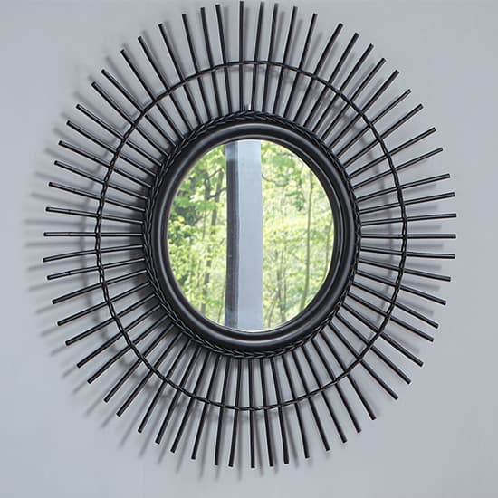 Batna Vintage Round Wall Mirror In Black Rattan Frame_1