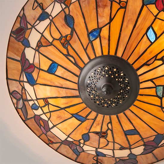 Bauchi Medium Tiffany Glass Flush Ceiling Light In Dark Bronze_5