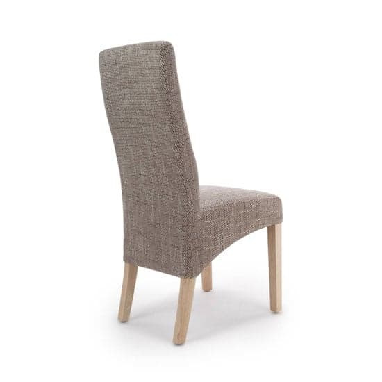 Basrah Oatmeal Wave Back Tweed Dining Chair In A Pair_2